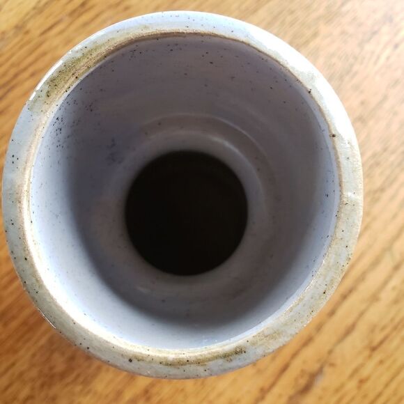 Vintage Mid Century Japanese Pottery Vase Handpainted Floral Wide Mouth Decor - Picture 7 of 7